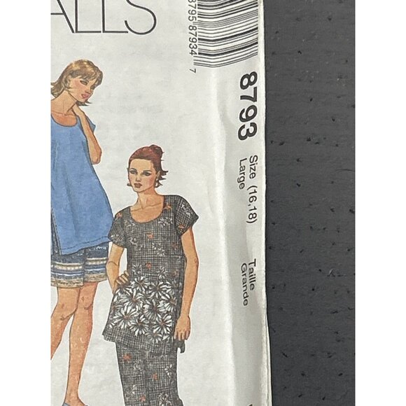 Easy McCalls 8793 Sewing Pattern Scoop Neck Tops Pants Dresses Tunic Lounge L - Picture 2 of 3